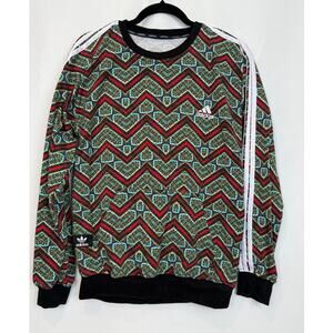 Adidas Originals Crewneck Sweatshirt Patterned Fabric Teal Aztec Trefoil